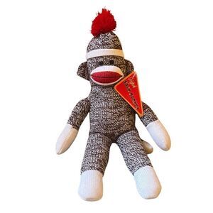 Original Sock Monkey 13” Red Pom 2012‎ Plush Monkey